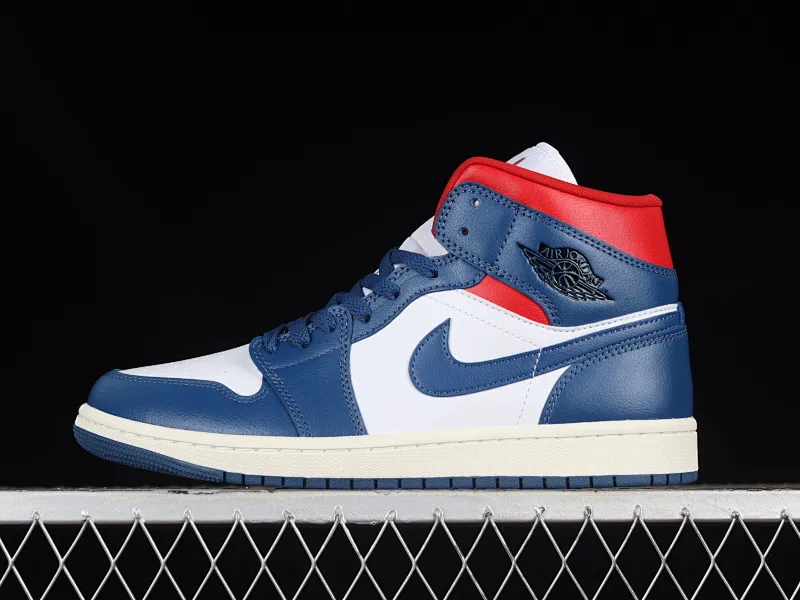 All categories Air Jordan Jordan series basketball shoes Air Jordan 1 Mid G version pure original Air Jordan 1 Mid "French Blue" AJ1 Joe 1 red and blue stitching French flag mid-top basketball shoes BQ6472-146